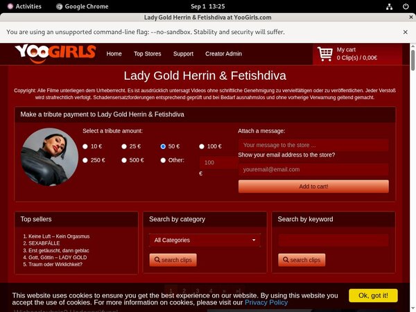 LadyGoldFetishdiva Discount Passes